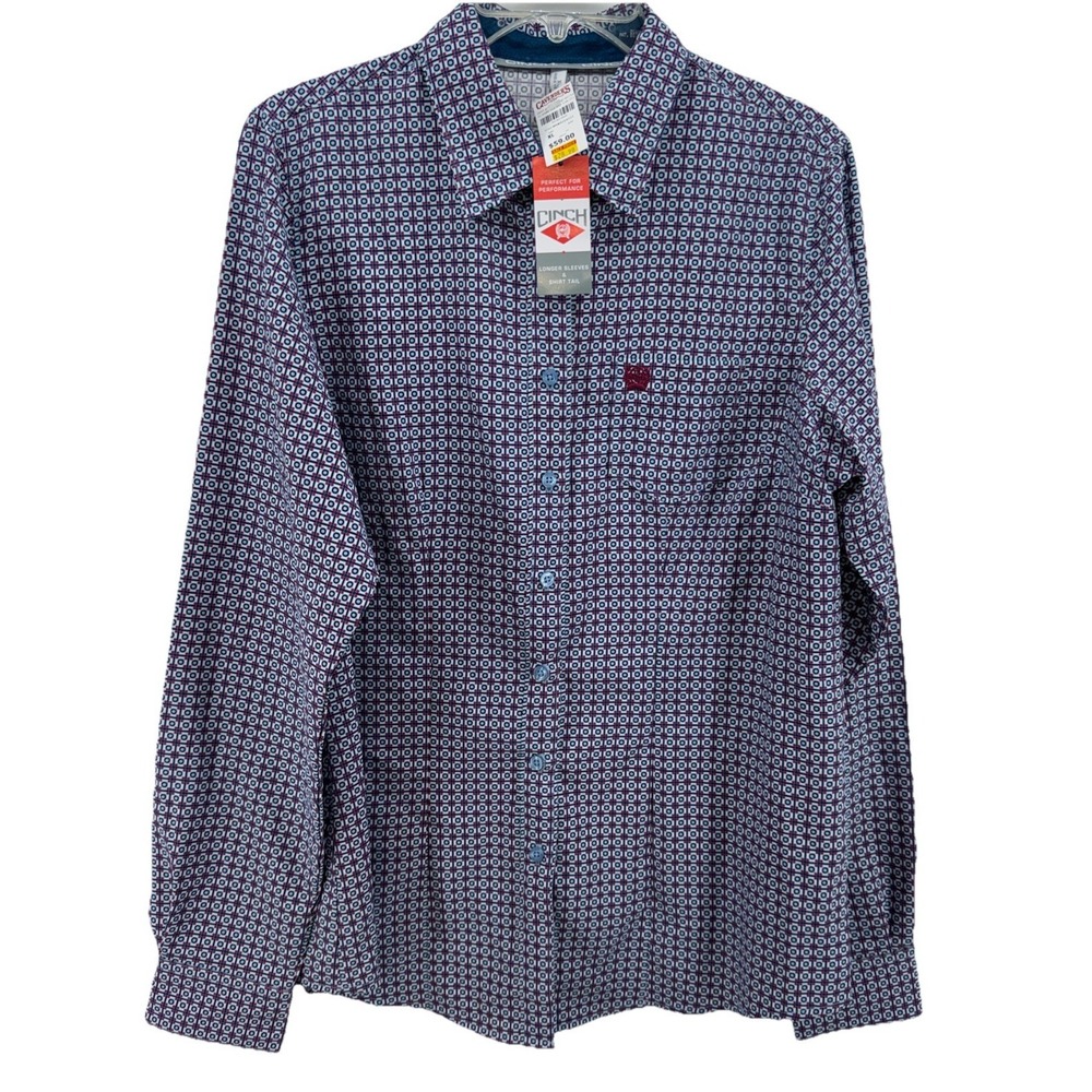 Cinch Women's Multi Geo‎ Print Shirt   Womens XL Blue